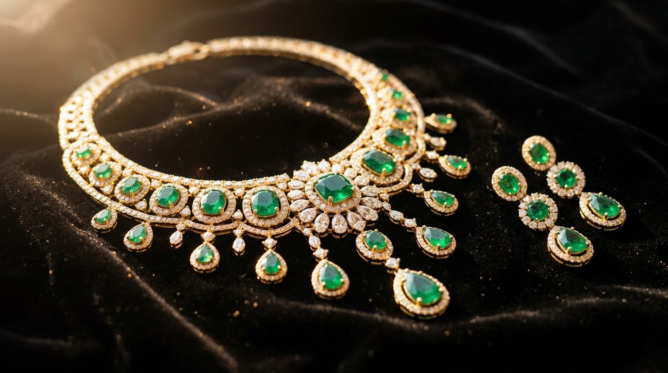Premium Gold Emerald Bridal Set Detail Banner